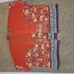 Floral Red Boho Kimono Top
